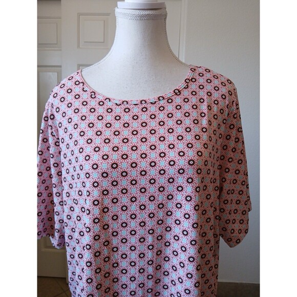 Lands End Womens 2X Crew Neck Short Sleeve T-Shirt Top Multicolor Floral Casual‎ - Picture 6 of 13